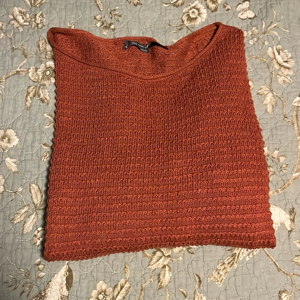 Anthropologie Orange / Dark Coral Knit Short Sweater - Med / Large